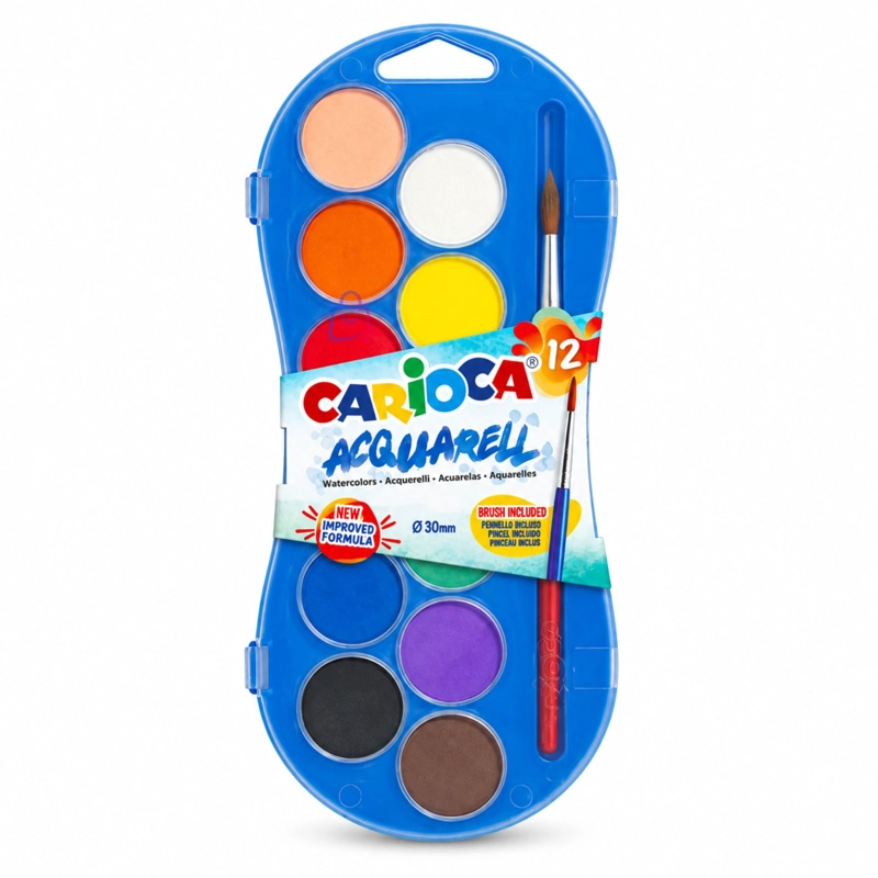 ACUARELAS CARIOCA KIDS 12 COLORES 30MM CON PINCEL - PS - 4