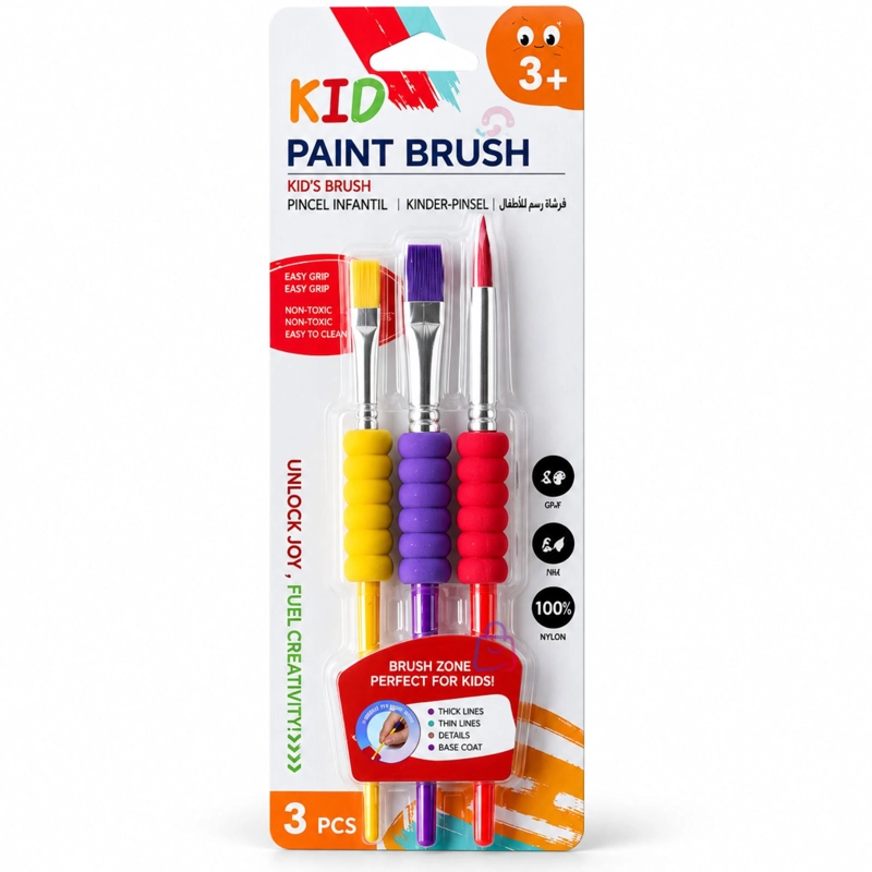 SET 3 PINCELES INFANTILES ERGONOMICOS PARA PINTAR - PS - 4