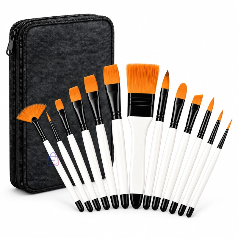 SET 12 PIEZAS 11 PINCELES ACRILICO OLEO ACUARELA BOLSO - PS - 4