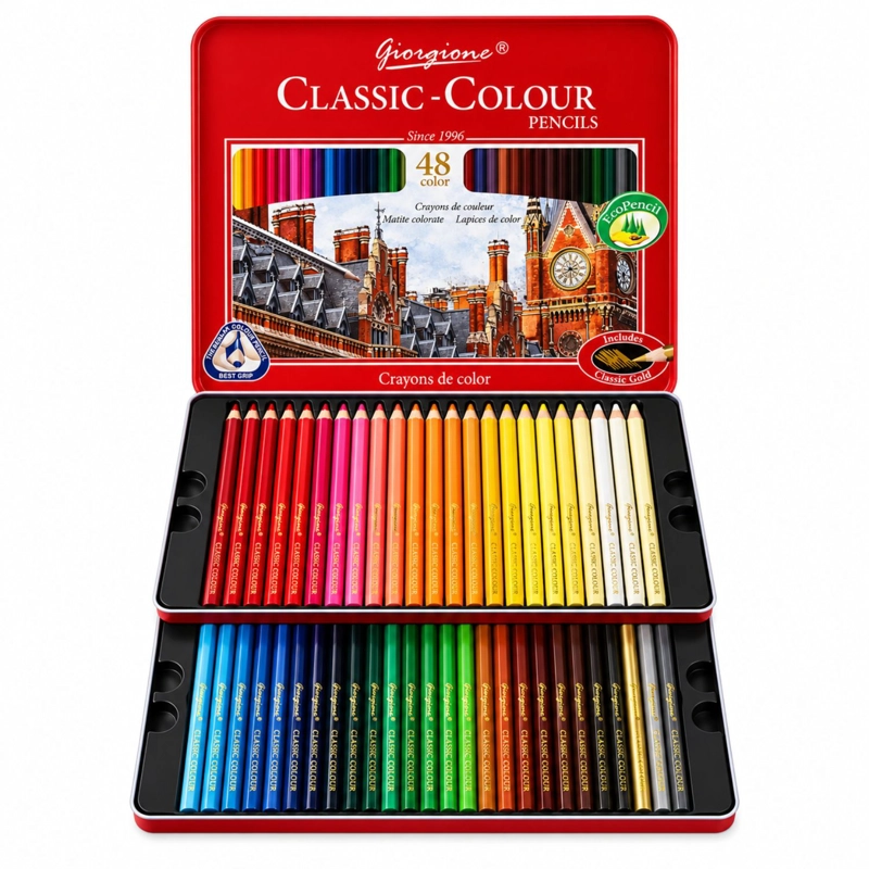 LAPICES DE COLORES 48 CAJA METALICA CON DORADO - PS - 1