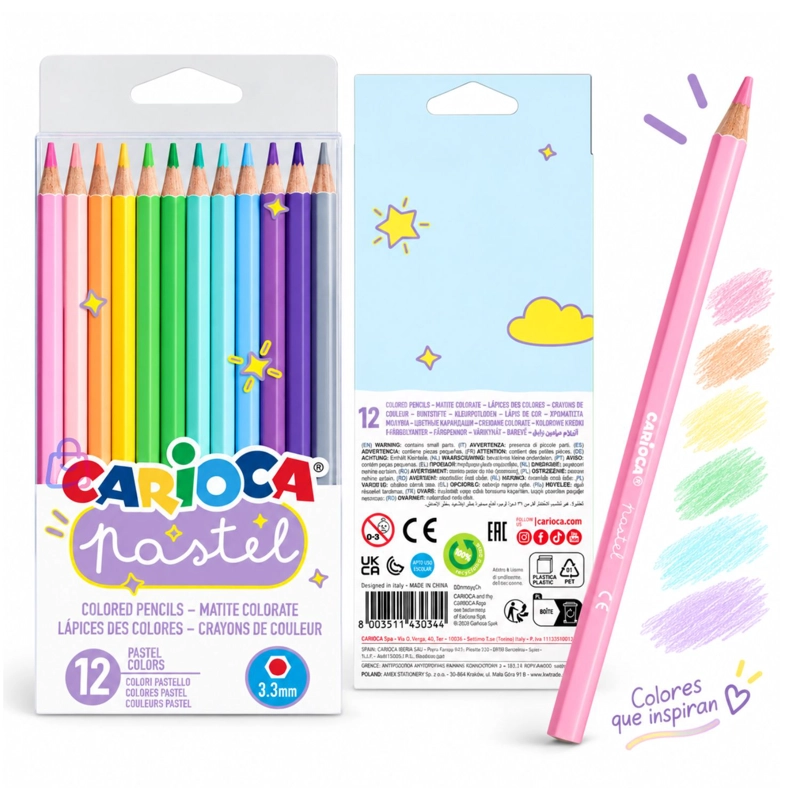 LAPICES DE COLORES PASTEL CARIOCA 12 UNIDADES SURTIDOS - PS - 3