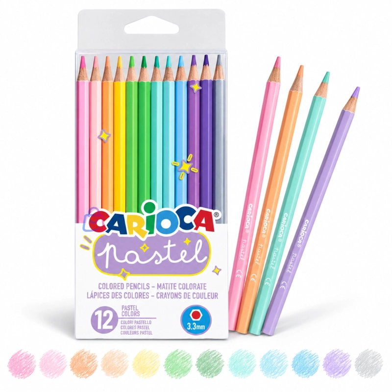 LAPICES DE COLORES PASTEL CARIOCA 12 UNIDADES SURTIDOS - PS - 4
