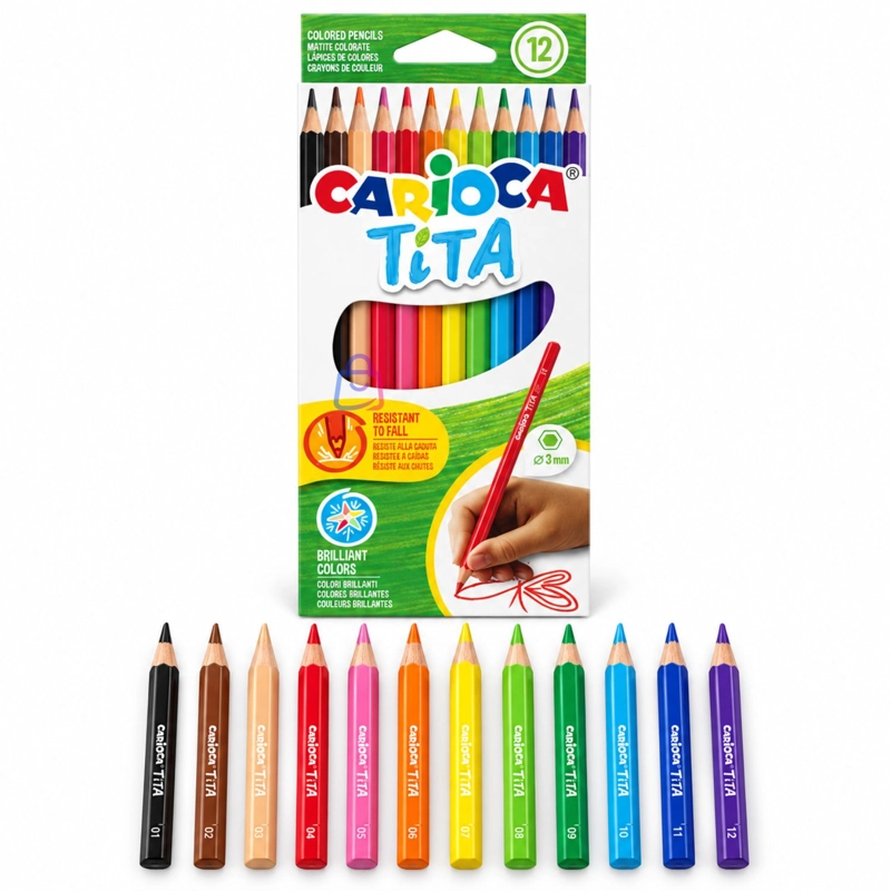 LAPICES DE COLORES CARIOCA TITA 12 RESISTENTES LAVABLES - PS - 4