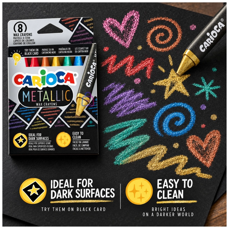CRAYONES METALICOS CARIOCA 8 COLORES - PS - 2