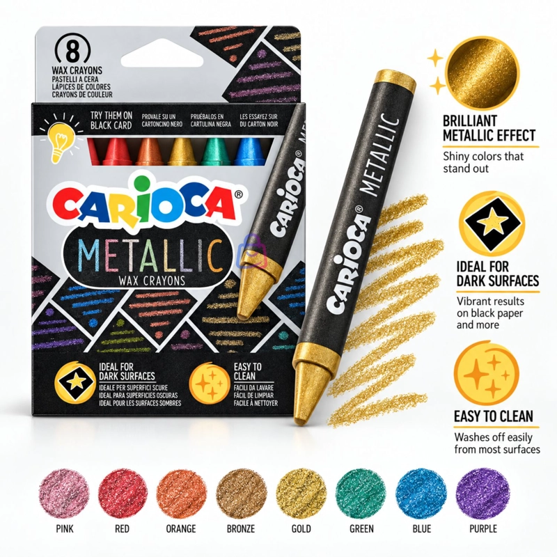 CRAYONES METALICOS CARIOCA 8 COLORES - PS - 3