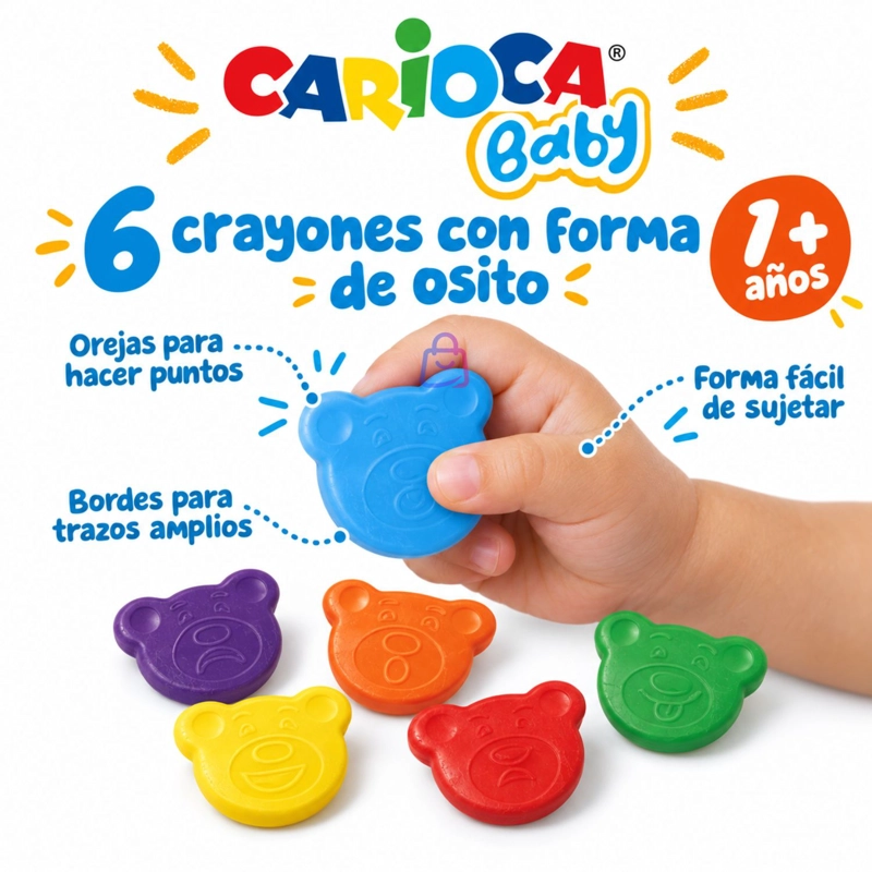 CRAYONES CARIOCA BABY TEDDY 6 COLORES BEBE S - PS - 2