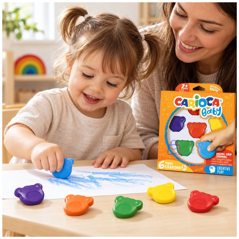 CRAYONES CARIOCA BABY TEDDY 6 COLORES BEBE S - PS - 3
