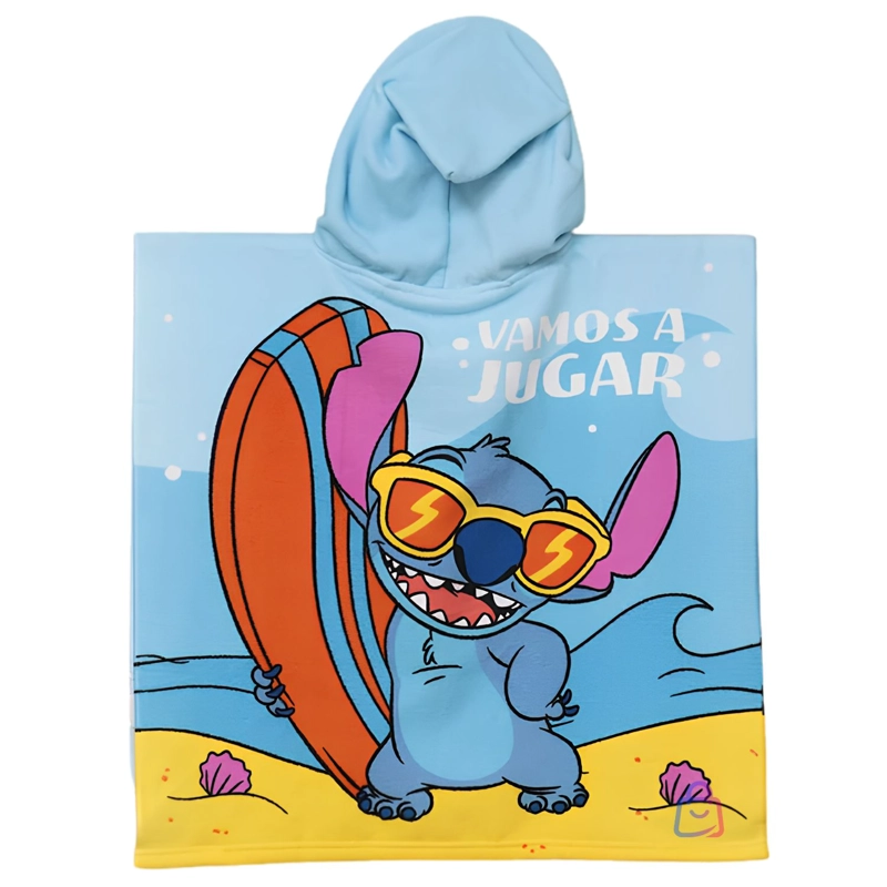 TOALLA STITCH SURF CON CAPUCHA MICROFIBRA PLAYA 60X60 - PS - 2