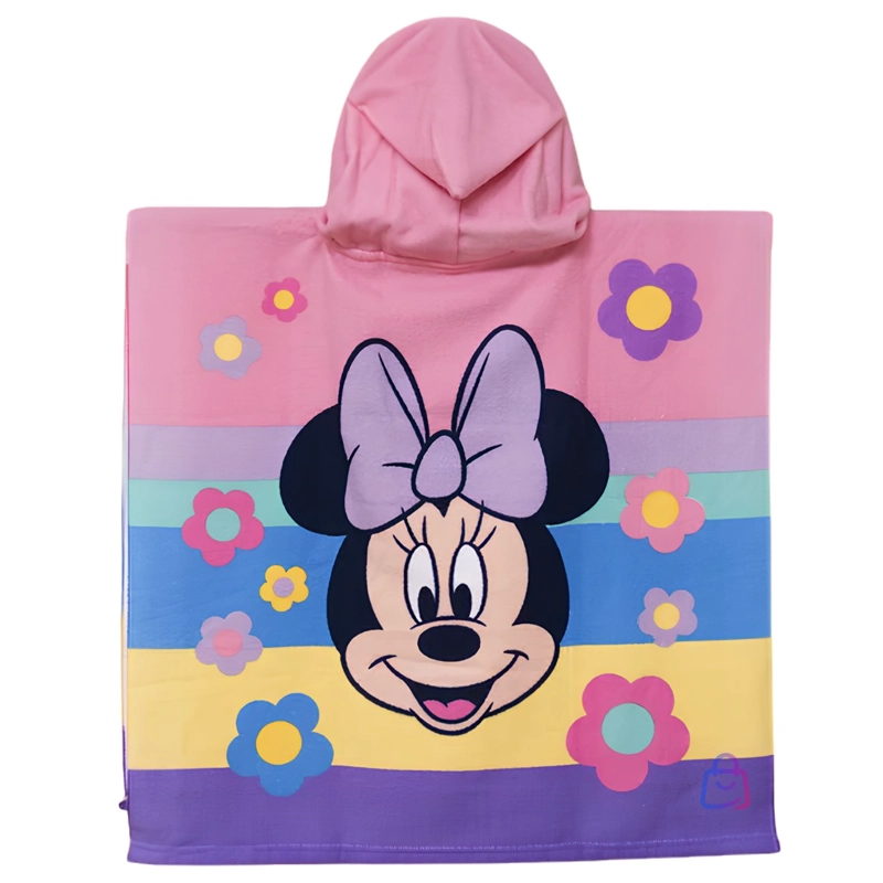 TOALLA PLAYA CAPUCHA MINNIE FLORES 60X60 CM MICROFIBRA - PS - 2