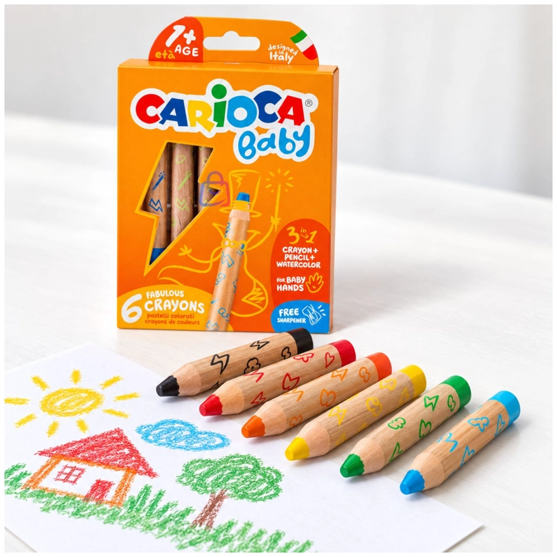 CRAYONES CARIOCA BABY 3 EN 1 ACUARELABLES 6 COLORES - PS - 3