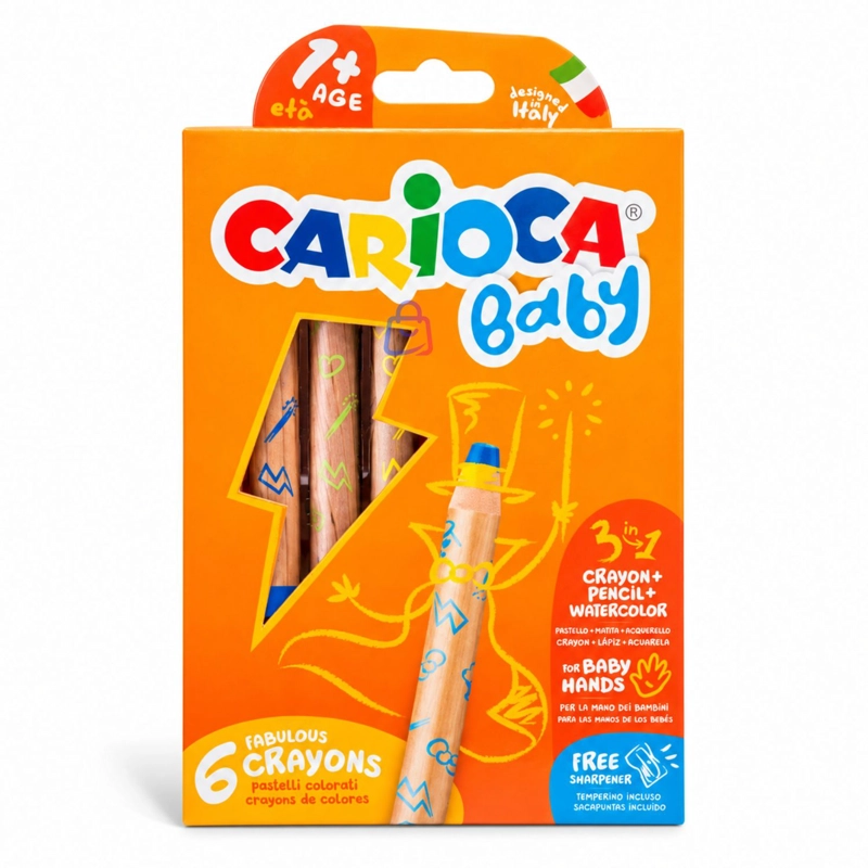 CRAYONES CARIOCA BABY 3 EN 1 ACUARELABLES 6 COLORES - PS - 4