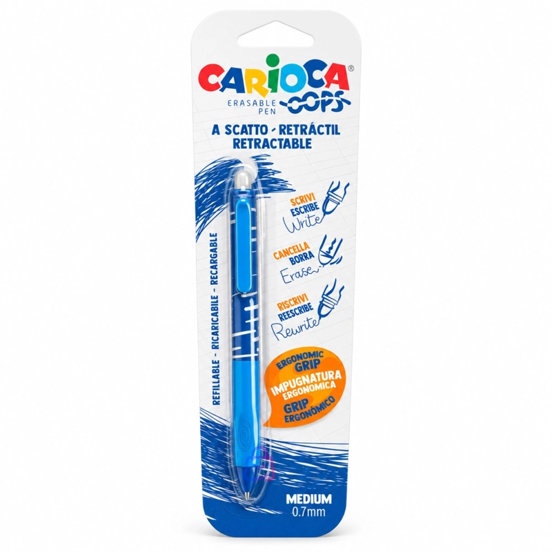 BOLIGRAFO BORRABLE CARIOCA OOPS AZUL RETRACTIL - PS - 4