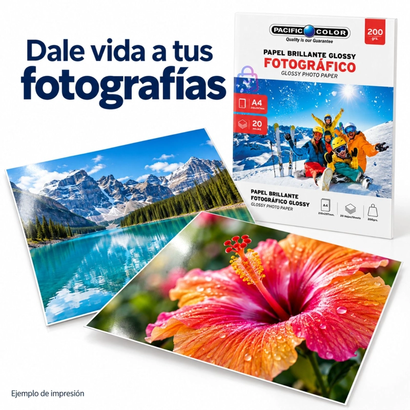 PAPEL FOTOGRAFICO GLOSSY A4 200G 20 HOJAS BRILLANTE - PS - 3