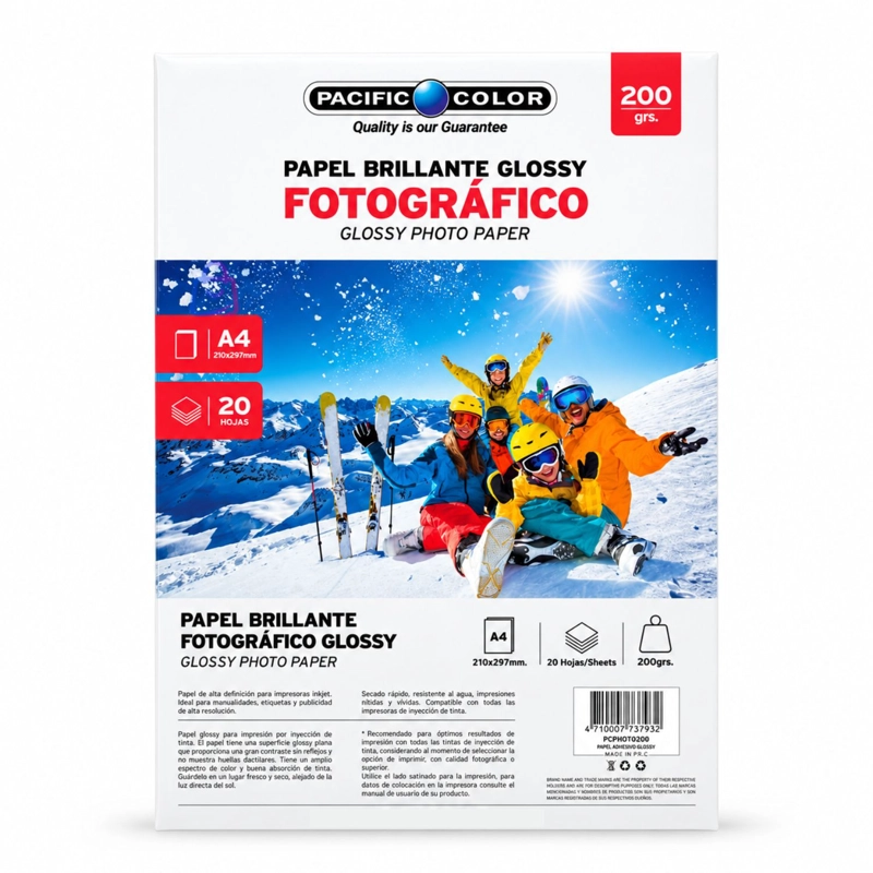 PAPEL FOTOGRAFICO GLOSSY A4 200G 20 HOJAS BRILLANTE - PS - 4