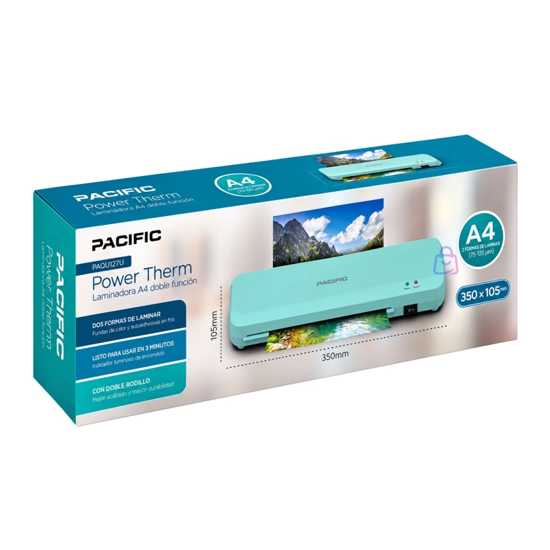 LAMINADORA PLASTIFICADORA A4 DOBLE RODILLO TURQUESA - PS - 4