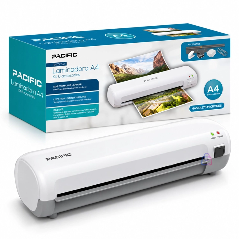 LAMINADORA PLASTIFICADORA A4 CON 6 ACCESORIOS BLANCO - PS - 4