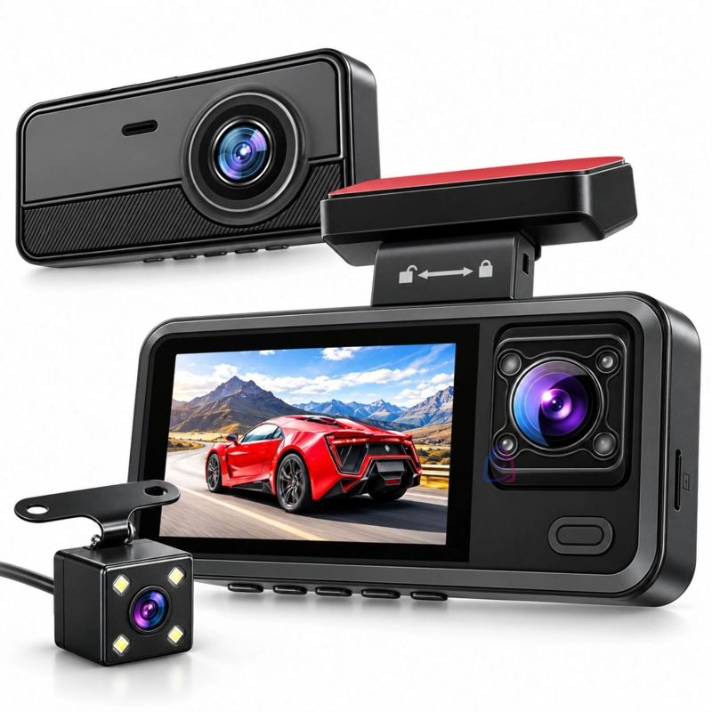 CAMARA AUTO DASHCAM 3 LENTES FULL HD 1080P WIFI IPS - PS - 5