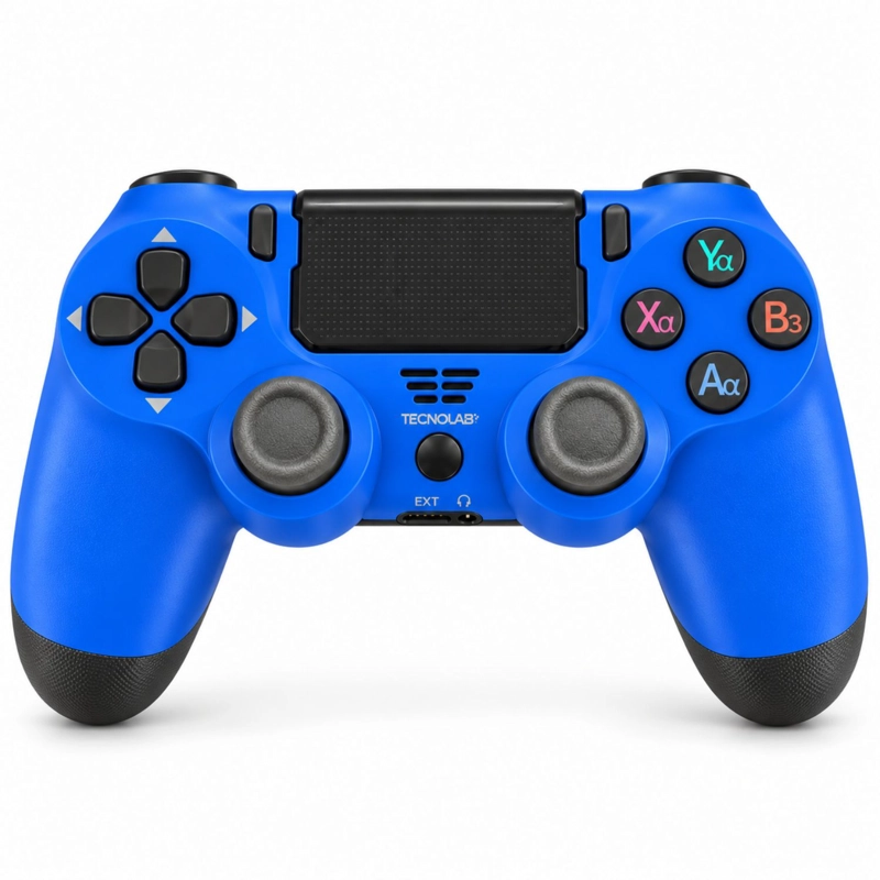 CONTROL TECNOLAB INALAMBRICO COMPATIBLE CON PS4 Y PC AZUL - PS - 1