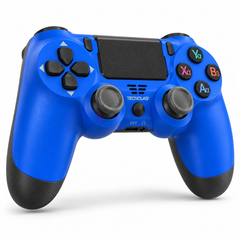CONTROL TECNOLAB INALAMBRICO COMPATIBLE CON PS4 Y PC AZUL - PS - 3