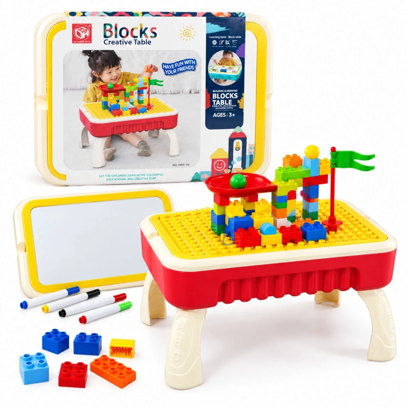 MESA INFANTIL DE BLOQUES Y PIZARRA PLUMONES Y BORRADOR - PS - 5