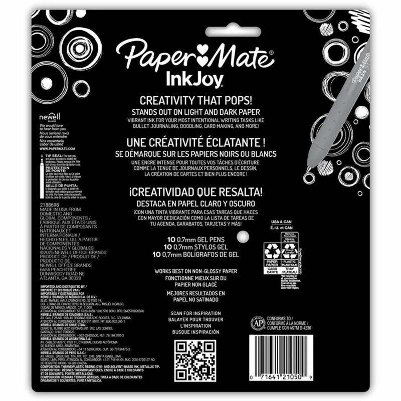SET 10 LAPICES GEL INKJOY PAPER MATE RETRACTIL PUNTA F 07MM - 5