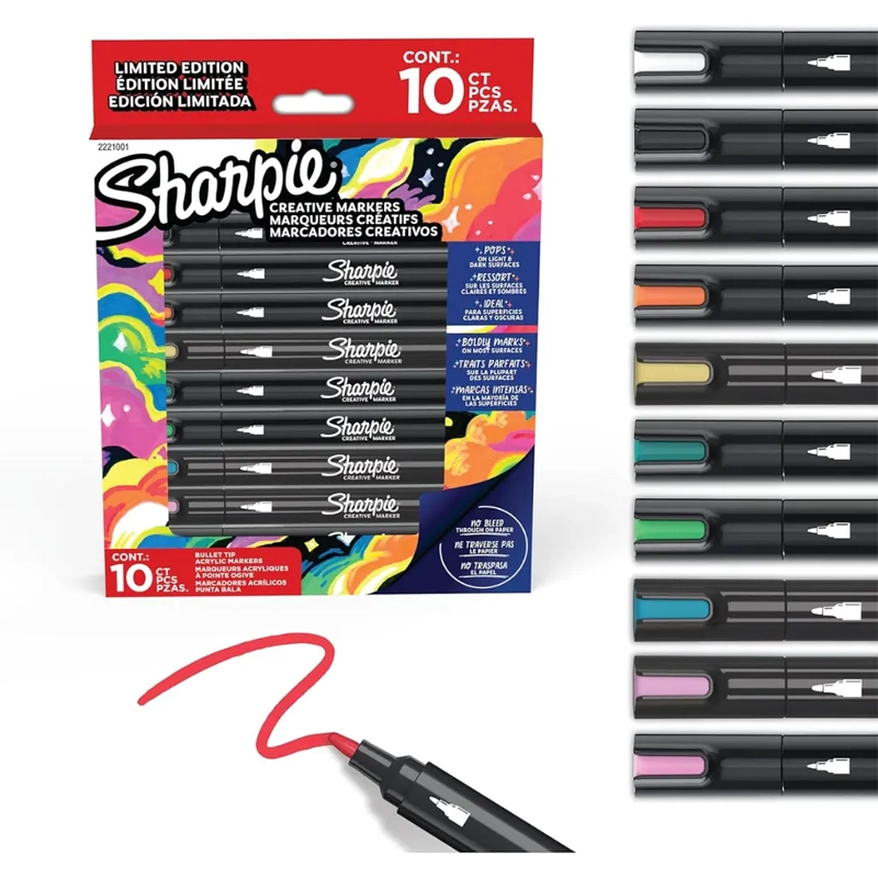SET 10 MARCADORES SHARPIE ACRYLIC PUNTA BALA HOLIDAY - 9