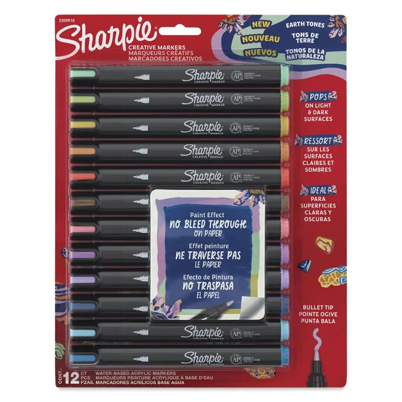 SET 12 MARCADORES SHARPIE ACRYLIC PUNTA BALA TIERRA - 1