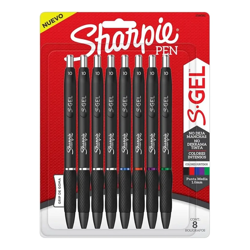 SET 8 BOLIGRAFOS GEL SHARPIE S-GEL 0.7MM COLORES - 1