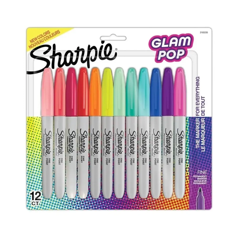 SET 12 MARCADORES SHARPIE PUNTA FINA GLAM POP - 1