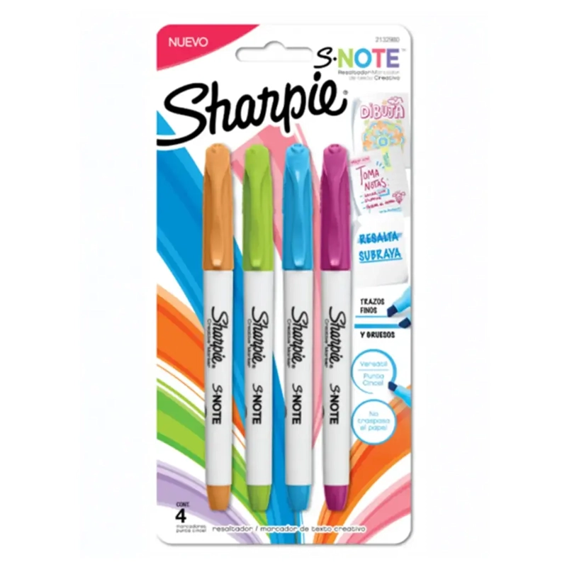 SET 4 DESTACADORES SHARPIE NOTE INTENSOS - 1