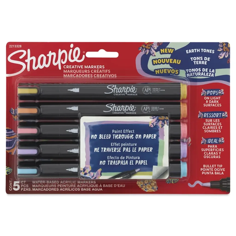 SET 5 MARCADORES SHARPIE ACRYLIC PUNTA BALA PASTELES - 1