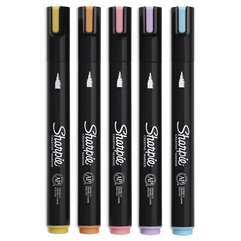 SET 5 MARCADORES SHARPIE ACRYLIC PUNTA BALA PASTELES - 9