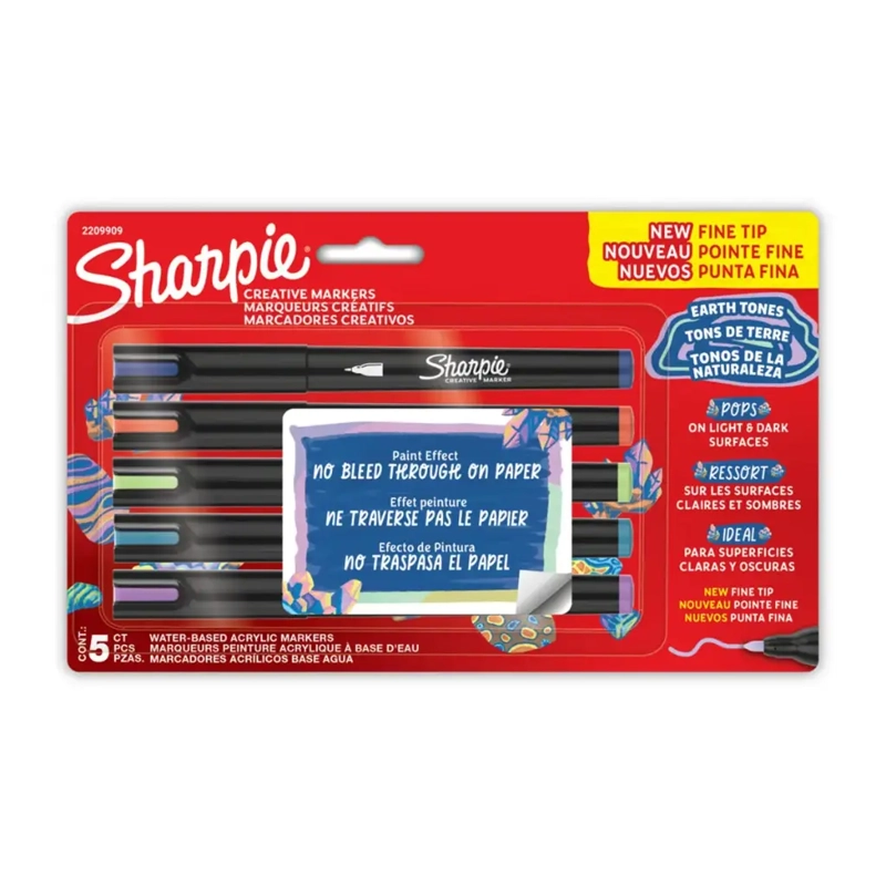 SET 5 MARCADORES SHARPIE ACRYLIC PUNTA FINA TIERRA - 1