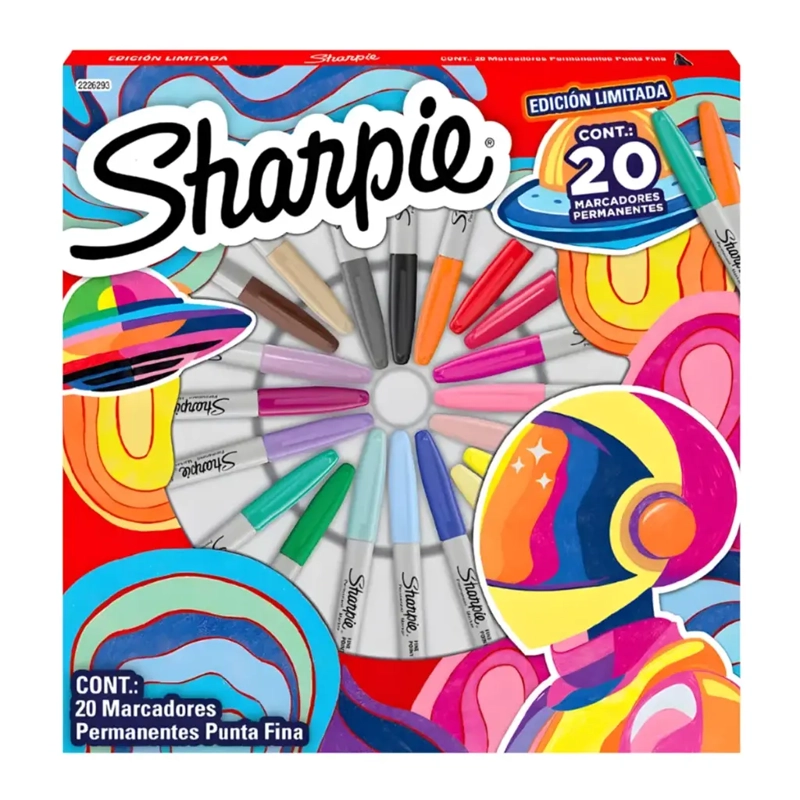 RULETA 20 COLORES MARCADORES PERMANENTE SHARPIE PUNTA FINA - 1