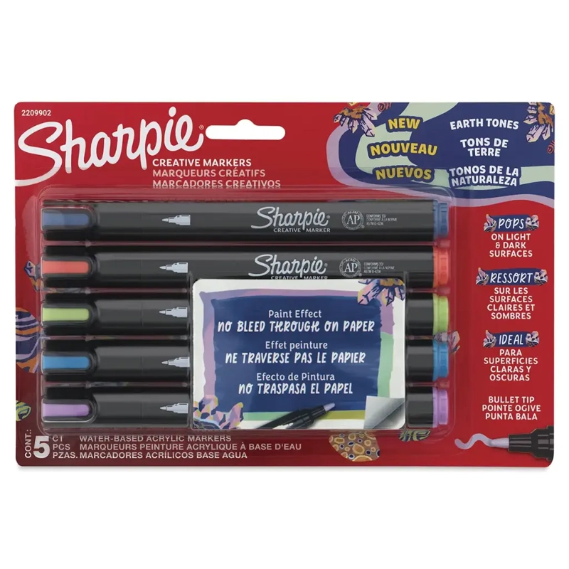 SET 5 MARCADORES SHARPIE ACRYLIC PUNTA BALA TIERRA - 1