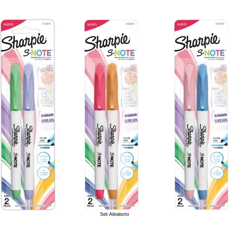 SET 2 DESTACADORES SHARPIE NOTE COLORES PASTELES - 1