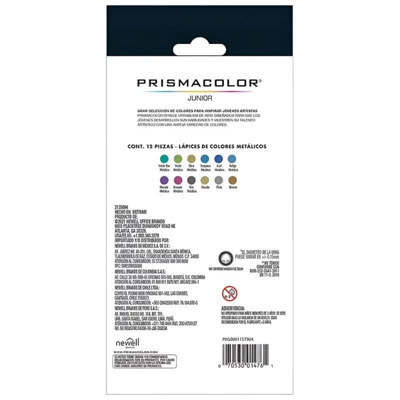 SET 12 LAPICES DE COLORES PRISMACOLOR JUNIOR METALICOS - 3
