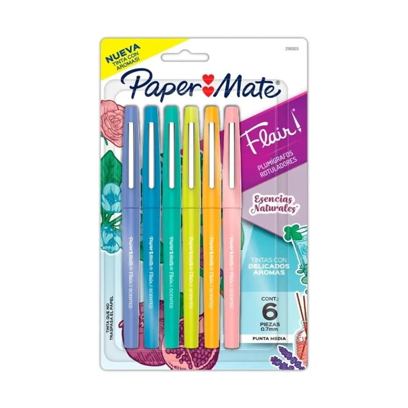 SET 6 MARCADORES PAPER MATE FLAIR AROMA ESENCIAS NATURALES - 1
