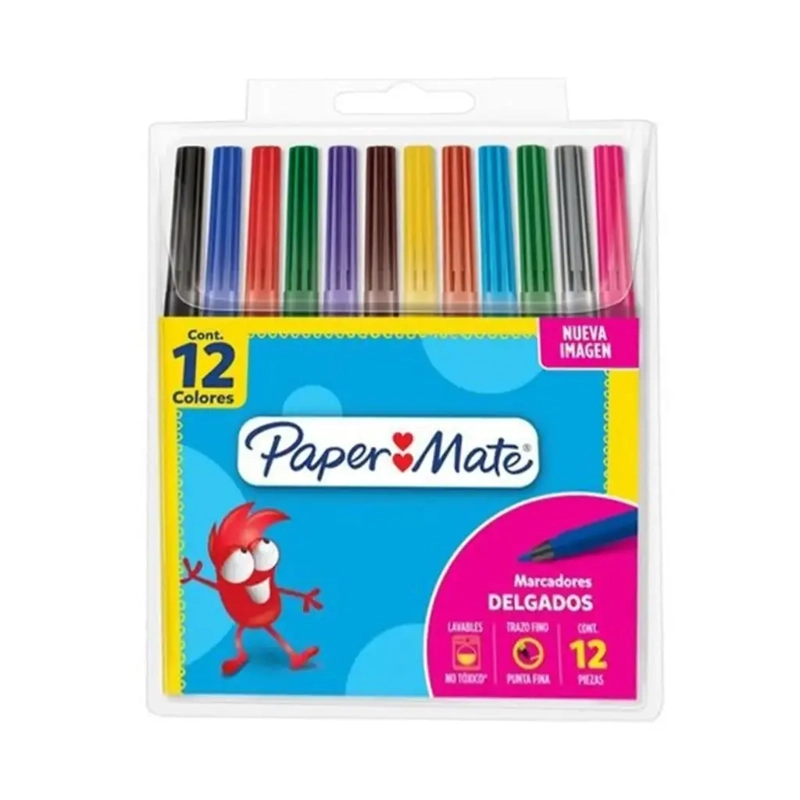 SET 12 MARCADORES PAPER MATE DELGADOS - 1