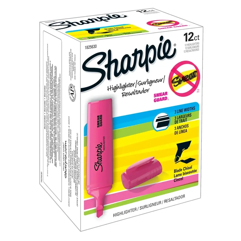 SET 12 DESTACADORES SHARPIE BLADE ROSADO FLUORESCENTE - 1