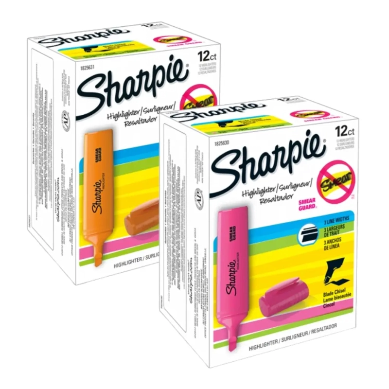 SET 12 DESTACADORES SHARPIE BLADE ROSADO FLUORESCENTE - 2