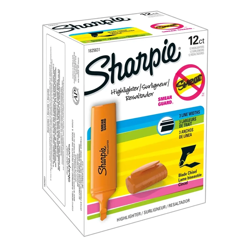 SET 12 DESTACADORES SHARPIE BLADE NARANJO FLUORESCENTE - 1