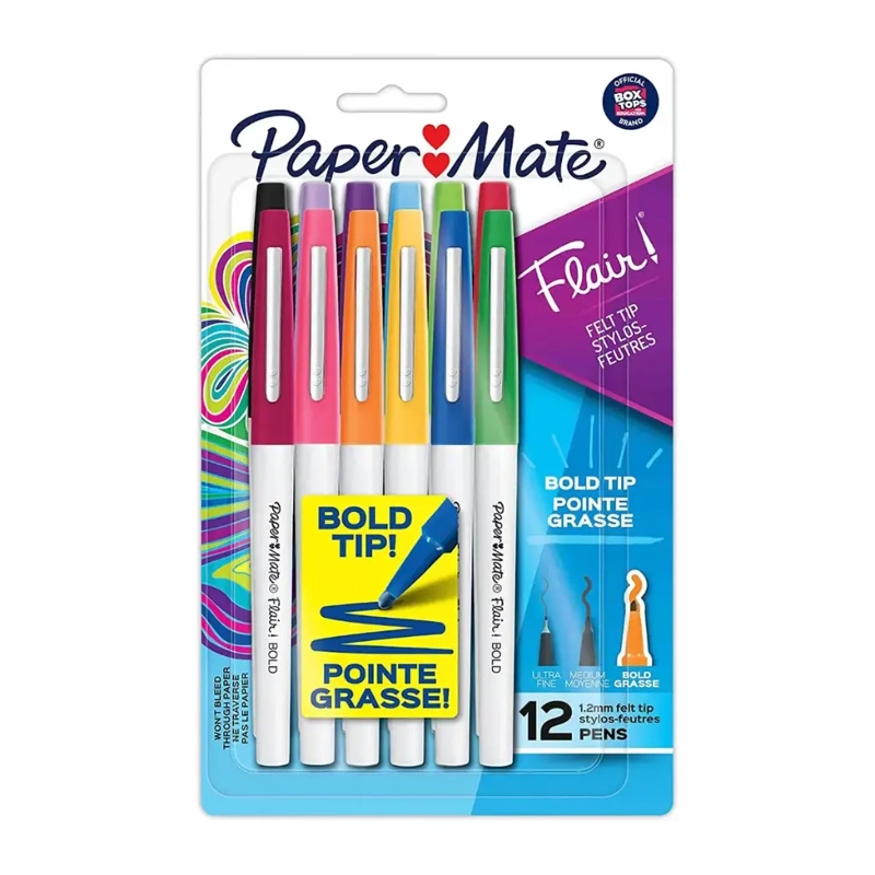 SET 12 MARCADORES PAPER MATE FLAIR P. GRUESA - 1