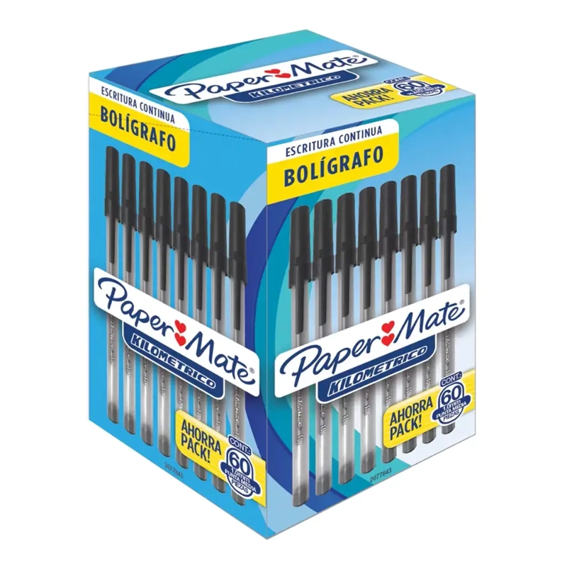 SET 60 BOLIGRAFOS KILOME TRICO PAPER MATE MEDIA 1.0MM NEGRO - 1