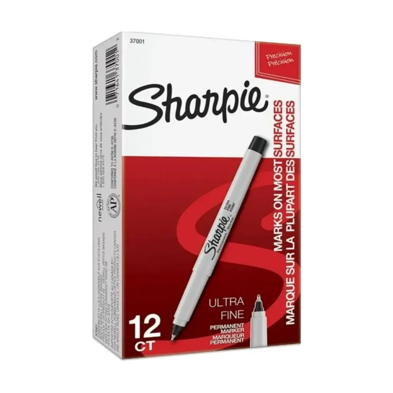 SET 12 MARCADORES SHARPIE PUNTA ULTRA FINA NEGROS - 1
