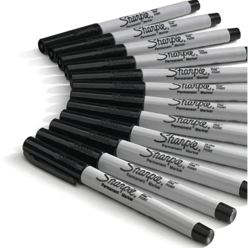 SET 12 MARCADORES SHARPIE PUNTA ULTRA FINA NEGROS - 2