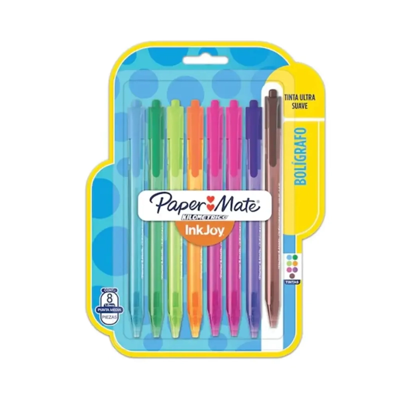 SET 8 BOLIGRAFOS INKJOY PAPER MATE RETRACTIL P. MEDIA 1.0MM - 1