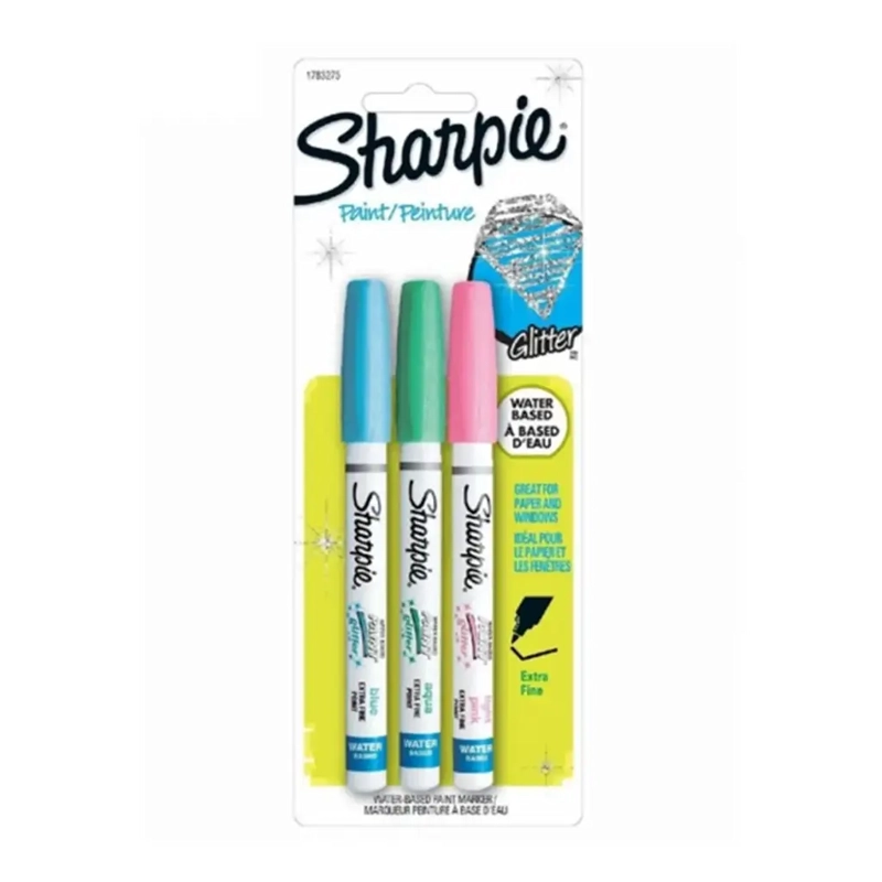 SET 3 MARCADORES BASE DE AGUA SHARPIE PAINT GLITTER - 1