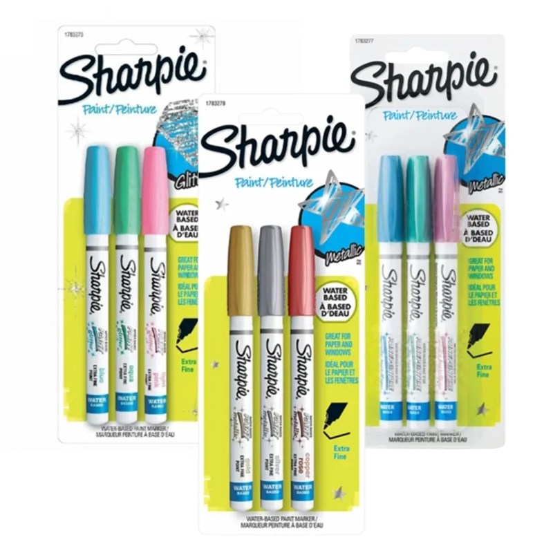 SET 3 MARCADORES BASE DE AGUA SHARPIE PAINT GLITTER - 2