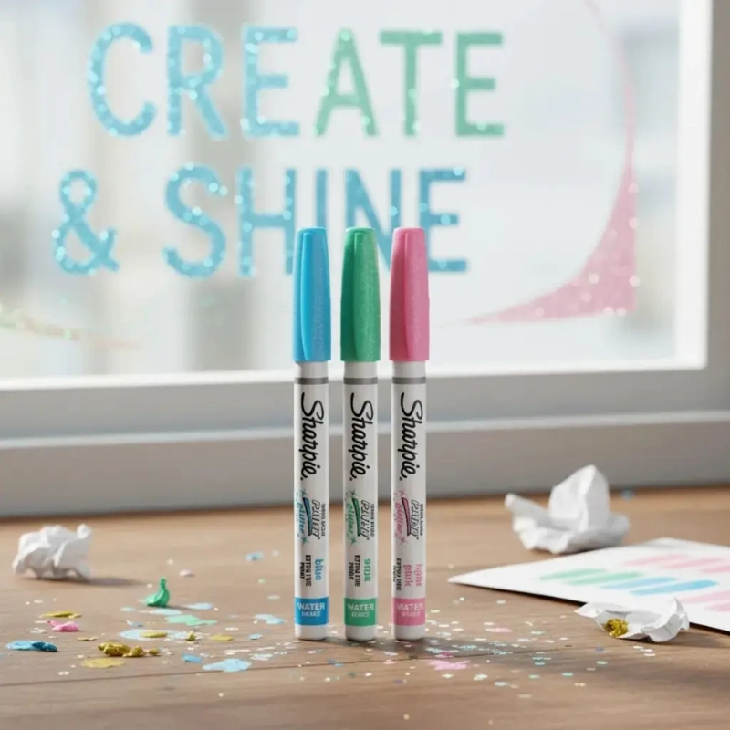 SET 3 MARCADORES BASE DE AGUA SHARPIE PAINT GLITTER - 3
